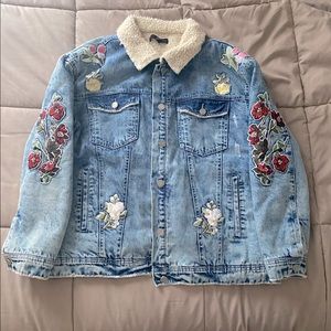 Missguided Embroidered Denim Jacket